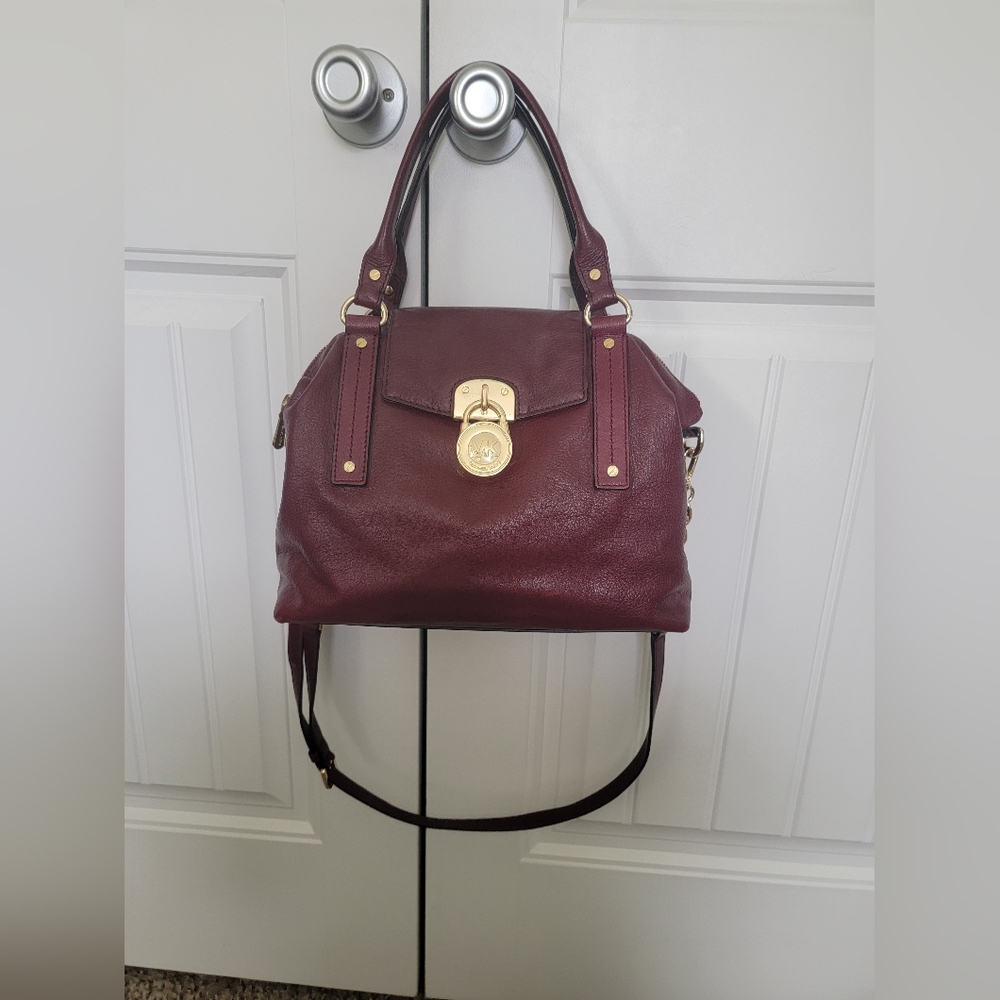 (SOLD) Michael Kors Burgundy Hamilton Slouch Satchel Bag